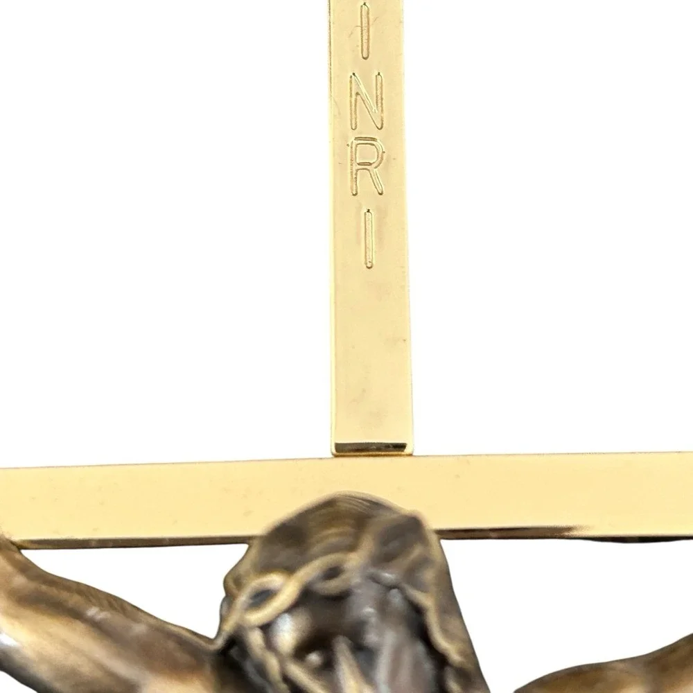 Vintage INRI Brass Hanging‎ Crucifix/Jesus on the Cross 10''